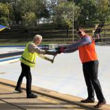 Mayor Kschenka and Mark McLean at Lake Talbot Water Park