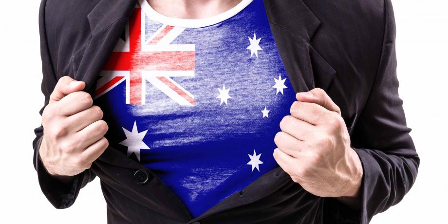 Figure with Australian flag t-shirt